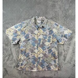 Vintage‎ 90s Guess Mens M 100 Cotton USA Short Sleeve Button Up Shirt Patchwork